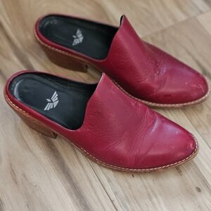 Michelle Slip- On Red Mules By Fortress Of Inca Leather Slip-On Size (38) 7.5